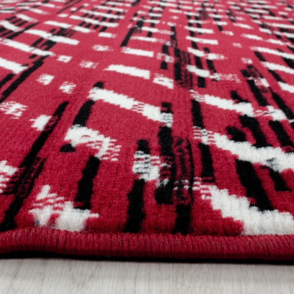 Large Red Rug for Living Room, Bedroom, Hallway in Chevron Design